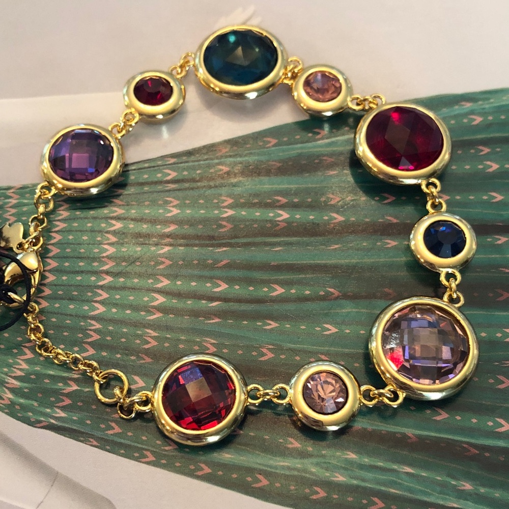 Authentic New with tag kate spade Gold-Tone Multistone Round Link Bracelet - Picture 2 of 7